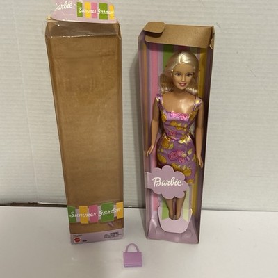 Summer Garden Barbie Doll Pink Floral Dress 2002 Mattel #C1804 Damaged Box