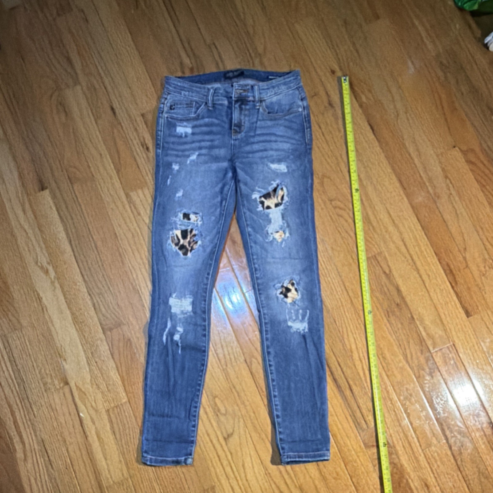 Judy Blue Skinny Fit Distressed Animal Print Blue Denim Jeans for Women