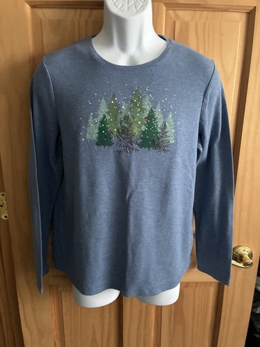 Croft & Barrow Women’s L Cardinals/Pine Trees Graphic Long Sleeve T-Shirt