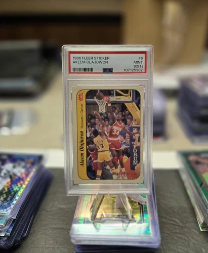 1986-87 Fleer - Stickers Akeem Olajuwon #9  🔥 PSA 9