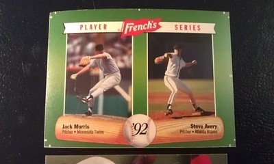 Jack Morris vs Steve Avery Braves 1992 French's OVERSIZE RARE ODDBALL WOW