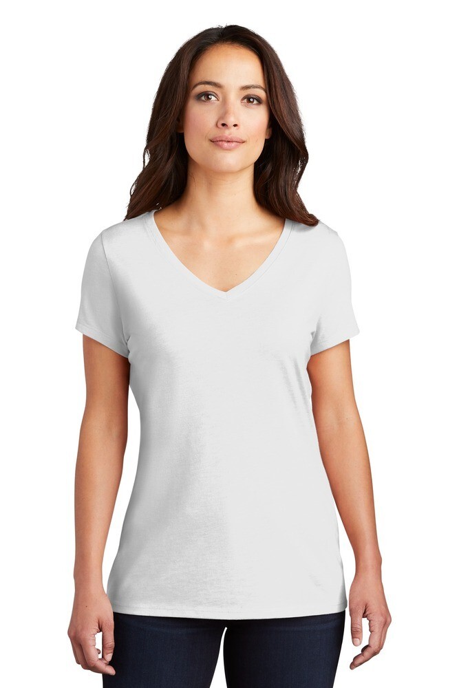 4 pack-District tri blend White blank tshirt Vneck for ladies