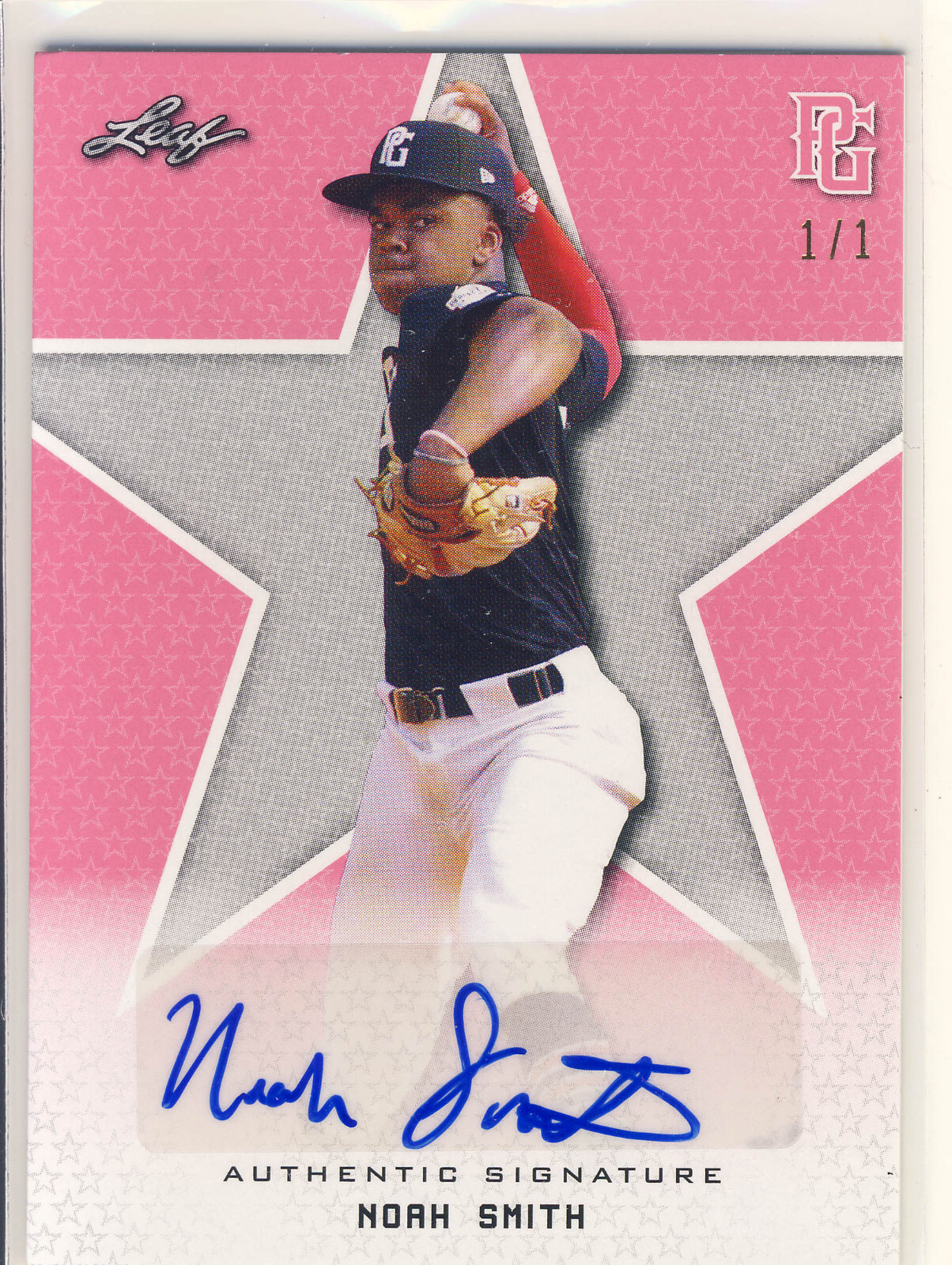 NOAH SMITH 2020 Leaf Perfect Game PG Blank Back AUTO /1 ILLINOIS ST 1/1