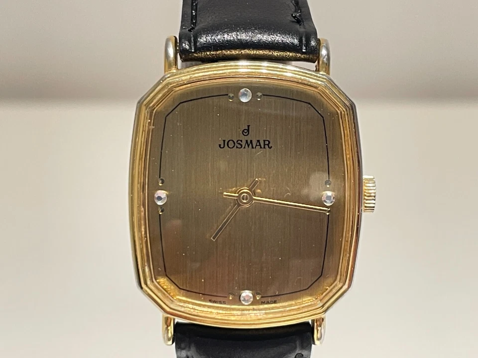 RELOJ MECÁNICO SUIZO CHAPADO EN ORO VINTAGE RARO DE LUJO PARA HOMBRE "JOSMAR" CON PIEDRAS Foto 3 de 4