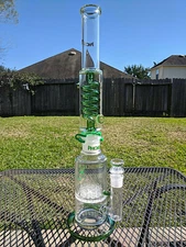 18.5" Glass Water Pipe Bong Phoenix Freezable Glycerin Coil w/ 2 Percolators