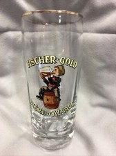 rare verre à bière émaillée Facette Fischer gold