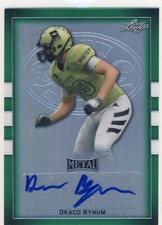 DRACO BYNUM 2018 Leaf Metal US Army All American Green /10 AUTO WASHINGTON