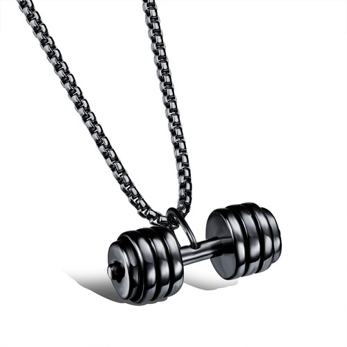 Mens Stainless Steel Barbell Gym Weight Lifting Dumbbell Necklace Pendant - Picture 5 of 13