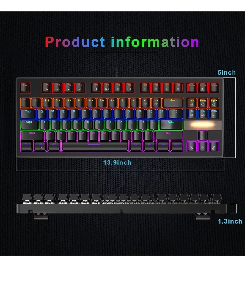 SADES Mechanical Gaming Keyboard For Mac PC Laptop Wired LED Backlit Keyboard - Image 4 of 4