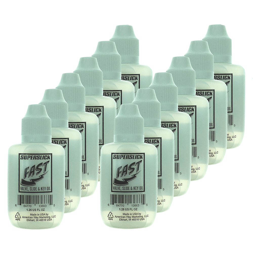 Fast Valve Oil by Superslick USA for Trumpet Cornet Flugel Horn - 12 Bottles