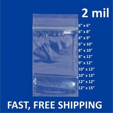 100x 2-Mil Clear Zip Plastic Lock Bags Poly Jewelry Zipper Pill Baggies US 6-12"