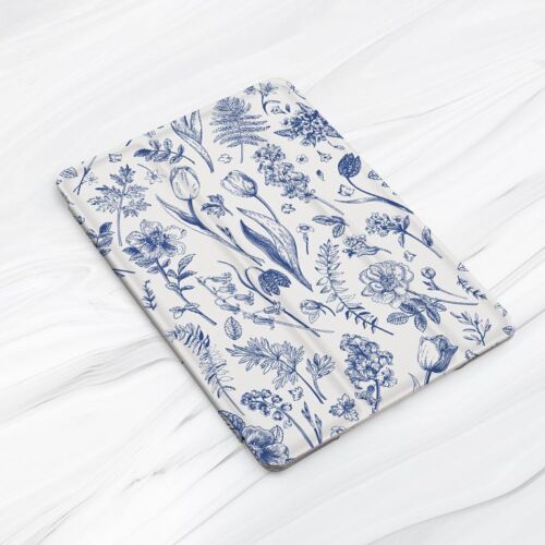 White Blue Botanical Flowers Case For iPad 10.2 Air 3 4 5 Pro 9.7 11 12.9 Mini - Picture 3 of 6
