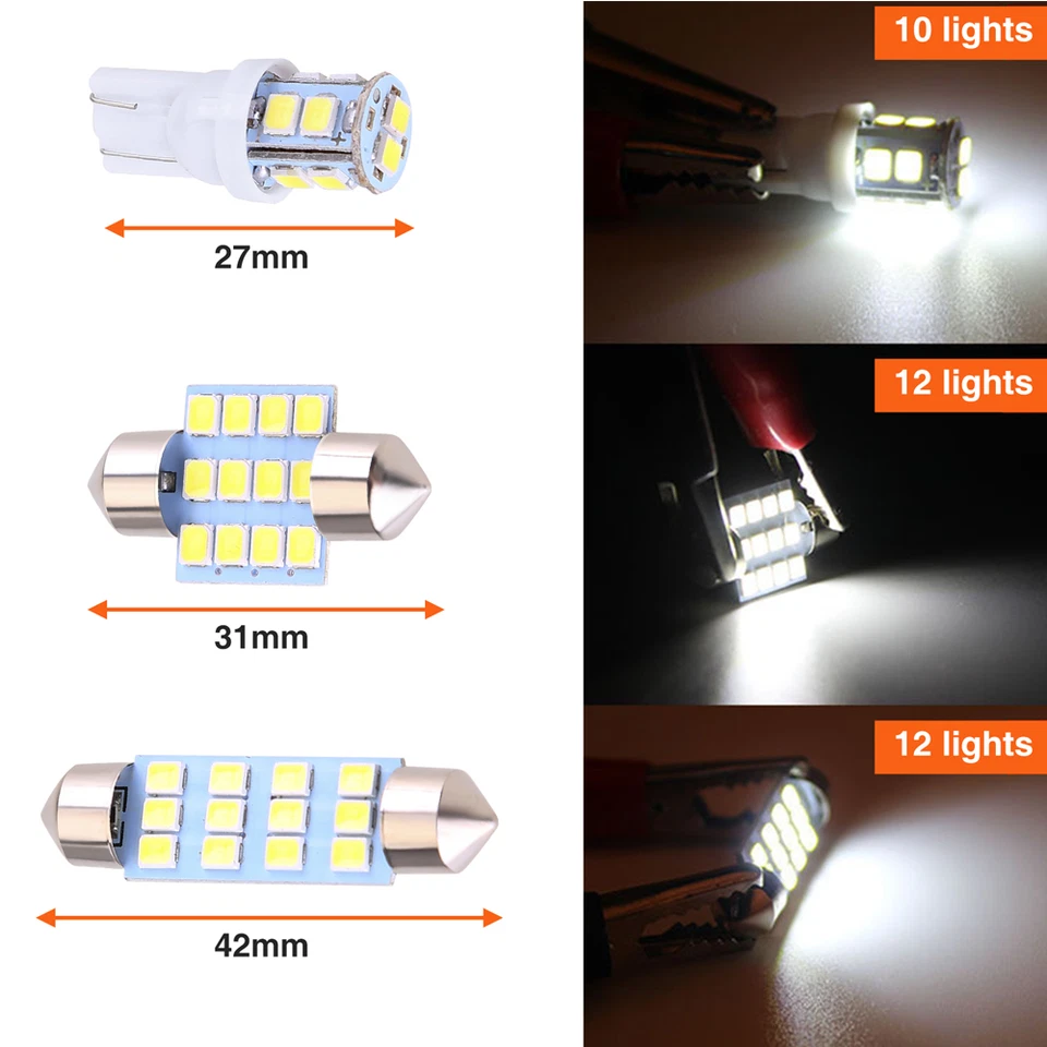 20pcs LED Interior Lights Bulbs Kit Car Trunk Dome License Plate Lamps 6000K US Foto 2 de 4