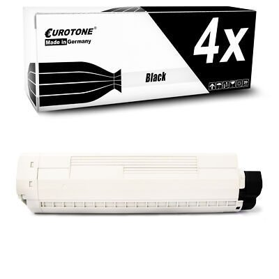 4x Eurotone Cartridge BLACK for OKI MC-853-dn MC-873-dn MC-873-dnct MC-873-dnx