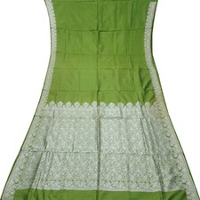 Vintage Green Sarees 100 Pure Silk Woven Indian Sari 5YD Decor Craft Fabric