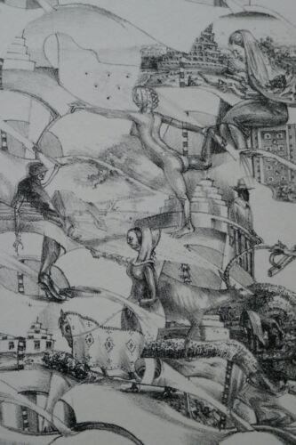 André Thomkins, Lithographie 1971, signiert, Burgunder - Bild 3 von 4