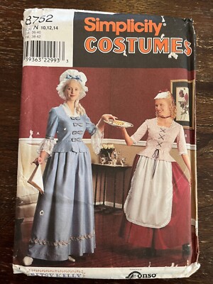 Simplicity 8752 UNCUT Sewing Pattern, Misses' Colonial Costumes, Size 10-14