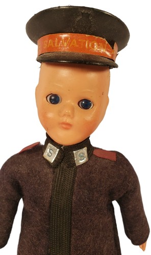 Salvation Army Doll Vintage Boy Man Uniform Sleep Eyes Hat 7.5" Tall A39 - Picture 2 of 7