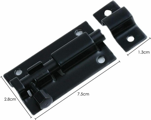 TRIXES Slide Bolt Lock 75mm Black NEW Bathroom Shed Door Lock Safety - Picture 6 of 8