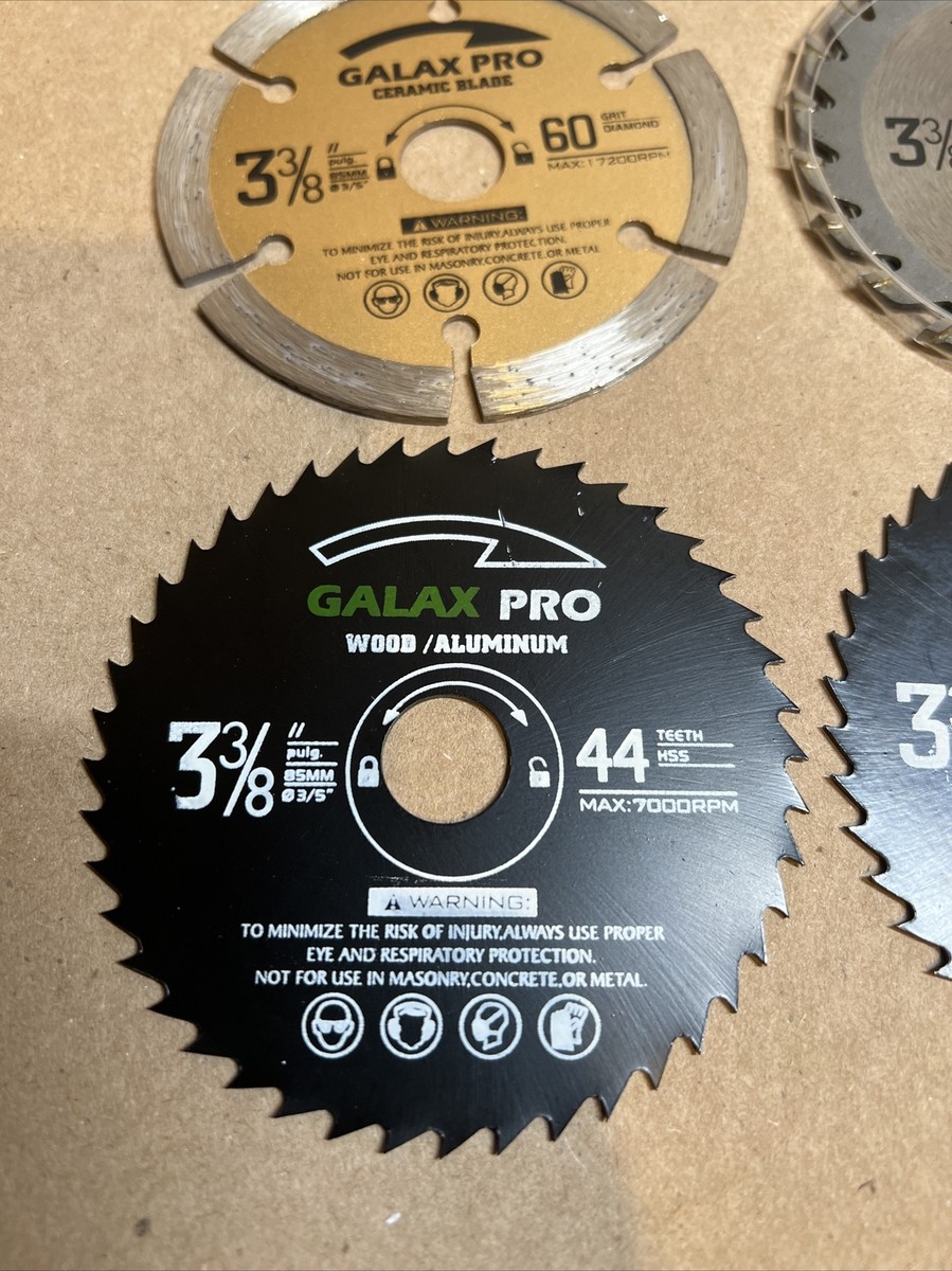 GALAX PRO 4-Piece 4-1/2 Inch Circular Saw Blade Set - 24T TCT Wood, 60T HSS Metal & Diamond Blade