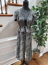 Multicolor Women's 100% Polyester Open Front Casual Knee Length Cover Size Small