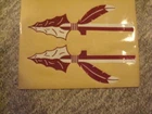 FLORIDA STATE SEMINOLES FULL SIZE FOOTBALL HELMET DECALS (Metallic)