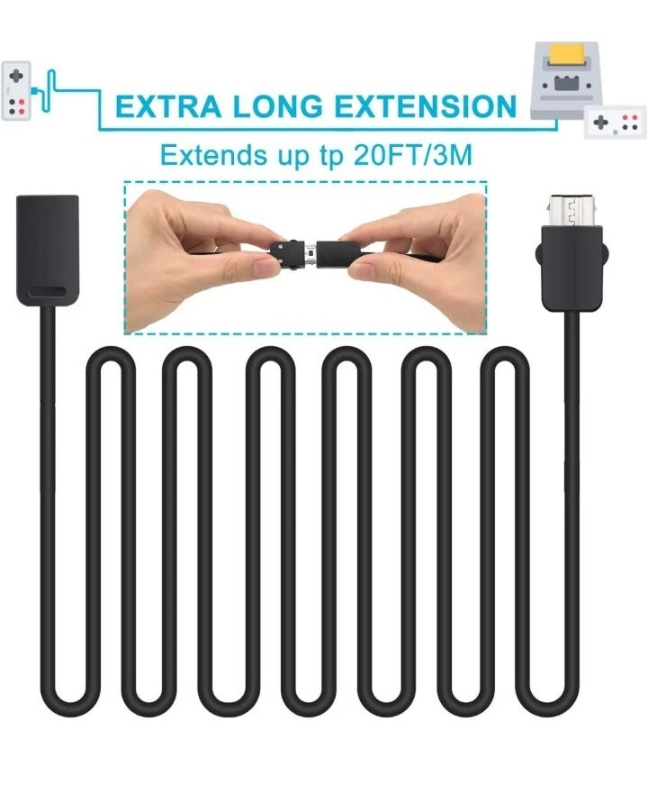 Bon Venu SNES Classic Controller Extension Cable 3M/10ft 2-PK, Mini NES, Classic - Image 4 of 4