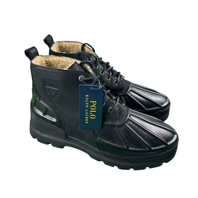 Polo Ralph Lauren Oslo Low Waterproof Leather Suede Black Boots 11D NWOB
