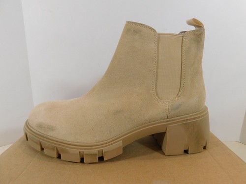 Steve Madden Howler Chunky Heel Chelsea Boots sz 9.5 M Sand Suede - Picture 2 of 6