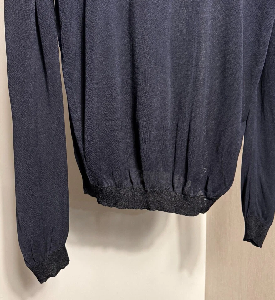 Gianni Versace Couture Vintage Azul Seda Manga Larga Polo para Hombre Talla XL Foto 3 de 4