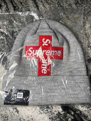 Supreme New Era Cross Box Logo Beanie Grey 100% Authentic | eBay