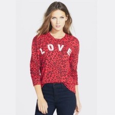 SUNDRY Leopard Print LOVE Sweatshirt Red Size XS 0