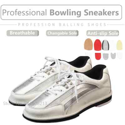 Women Men Right Left Hand Non-slip Bowling Shoes Unisex Leather Training Sneaker