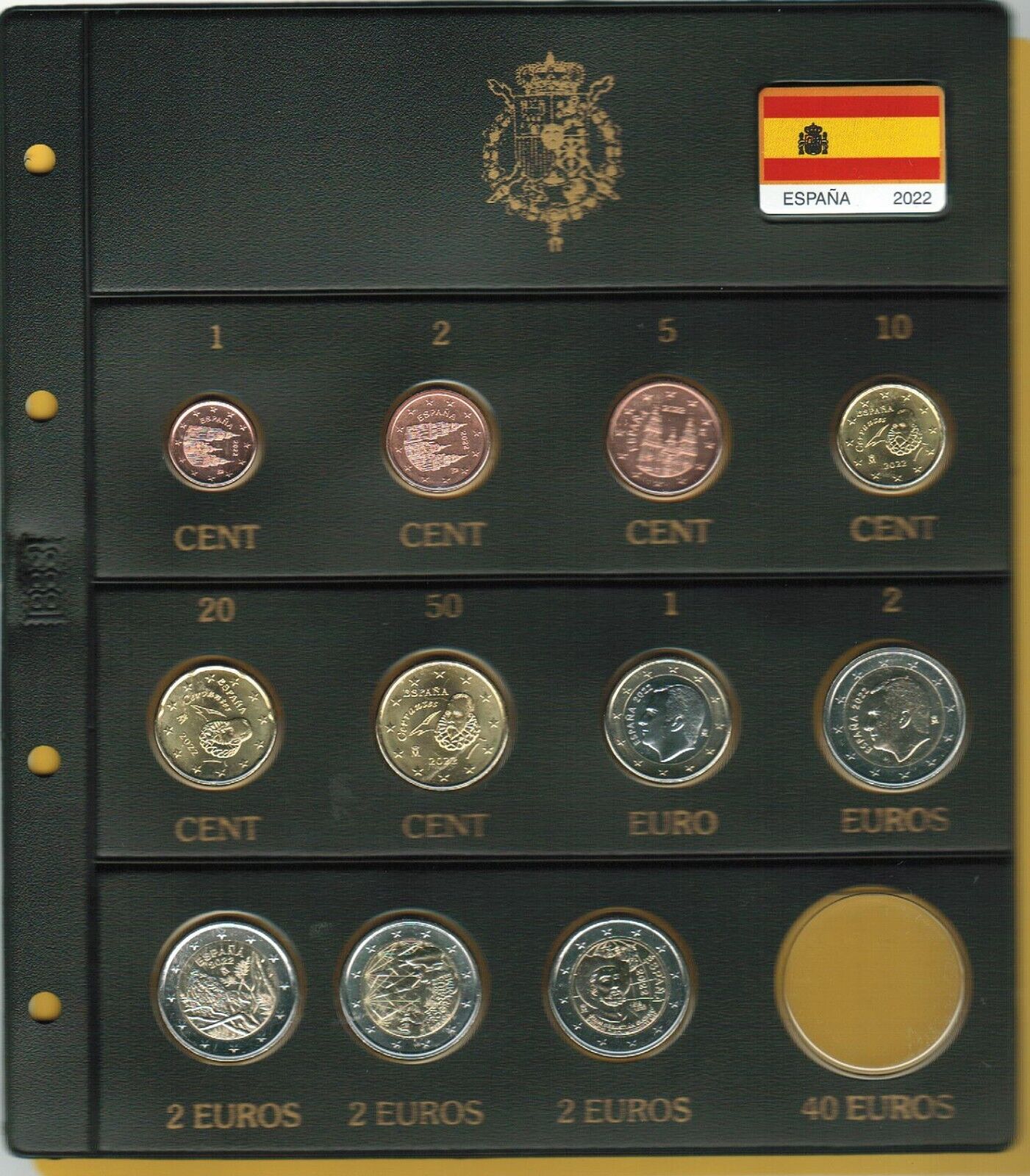 HOJA monedas BBB*BEUMER*claraboyas. Con monedas y separador.AÑO 2022 ESPAÑA