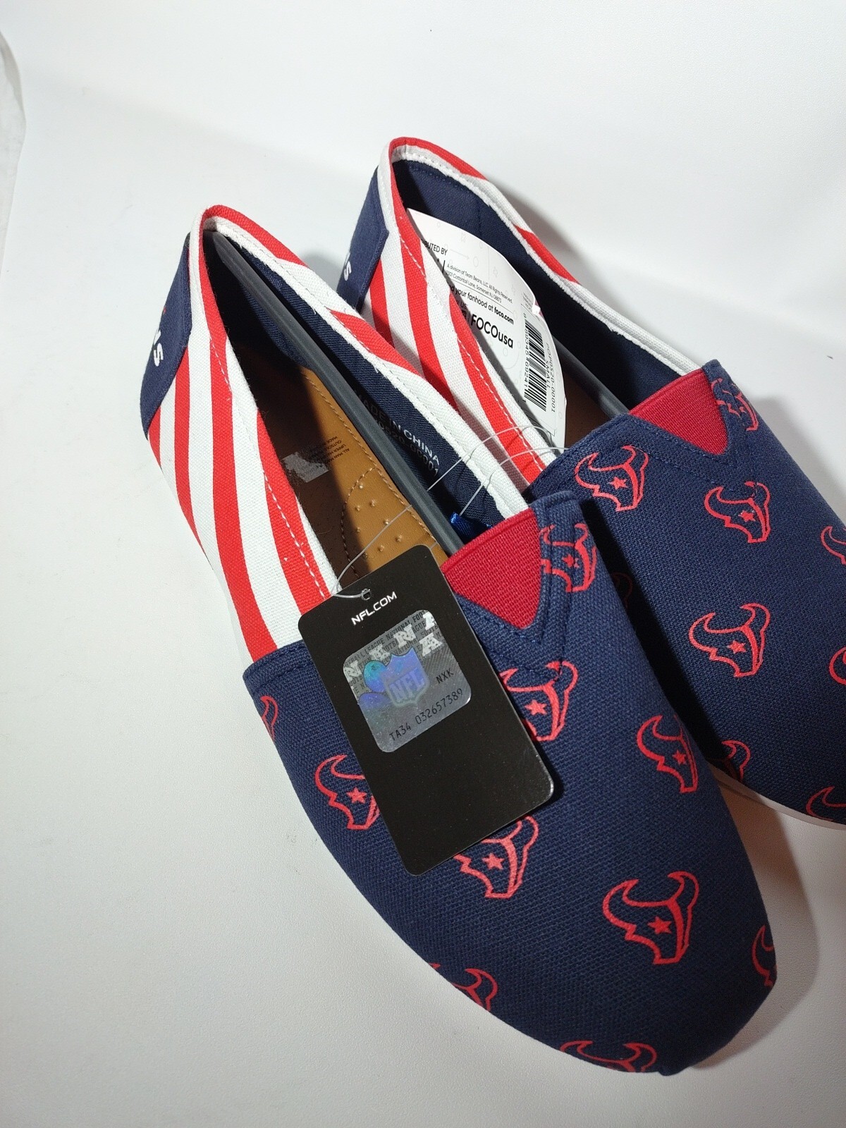 SAOLA Coppia di pantofole FOCO NFL Houston Texans taglia small slip on suola rigida