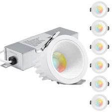6/12-Pack 2" 5CCT LED Recessed Light, Dimmable Anti-Glare, Narrow Frame