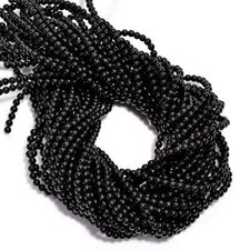 Natural Black Onyx Gemstone Round Shape Smooth Beads 4mm Strand 15"