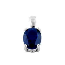 Conjunto de collar colgante de filigrana ovalada de zafiro azul en plata de ley maciza