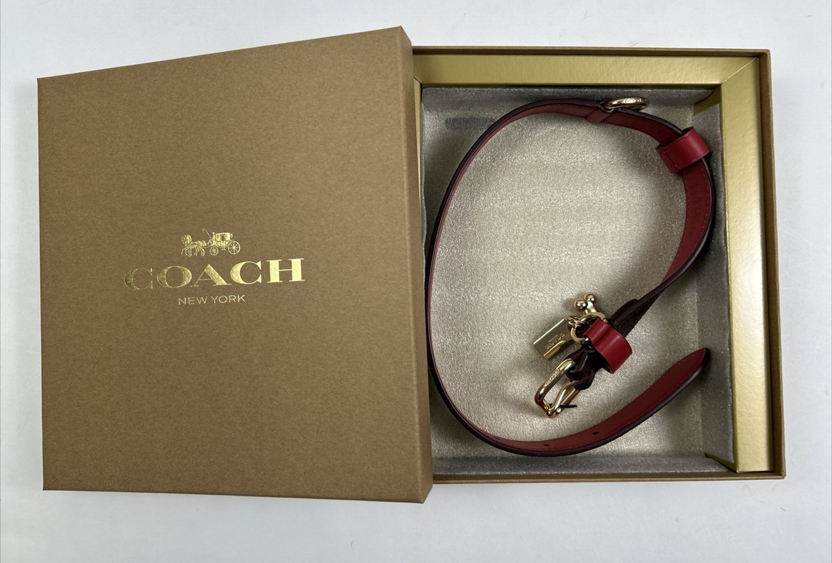 COACH Size L Dog Collar Walnut Black SIG C Coated Canvas Red COACH Size L Dog Collar Walnut Black SIG C Coated Canvas Red