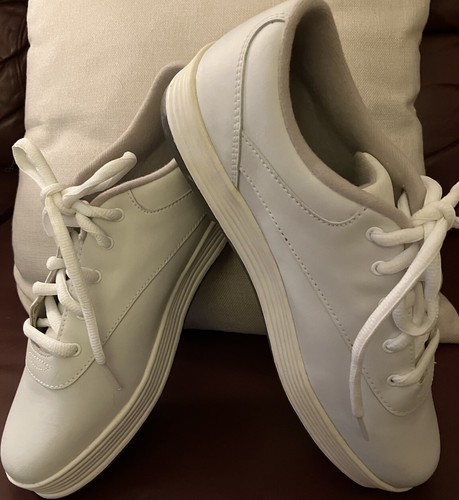 Dexter Size 10M White Womans Golf Tie Shoes With Soft Cleats - Picture 2 of 7