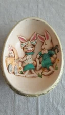 Vintage 1976 Byron Molds Ceramic Easter Egg Cute Bunny Rabbit Family Baby Chick
