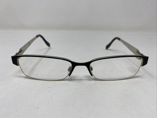 Studio M 104M 021 51-16-135 Black/Silver Metal Half Rim Eyeglasses Frame G115