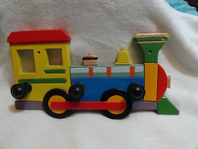 Peg Wood Train Shape Kids Coat Clothes Rack