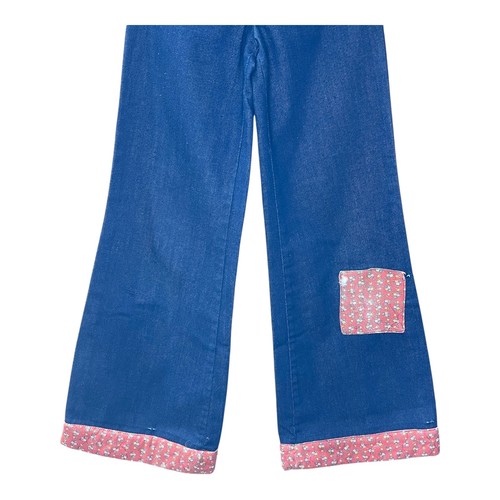 Vintage Sears Toughskins Girls 8 Slim Denim Bell Bottom Jeans Growing Girl 1970s - Picture 4 of 14
