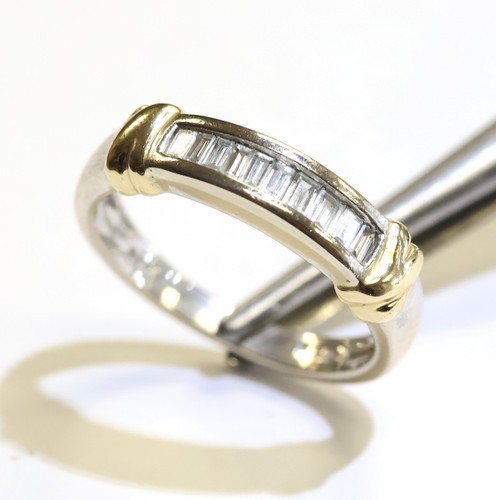 14k white yellow gold .23ct Baguette diamond wedding band RING anniversary 4.3g - Picture 6 of 8