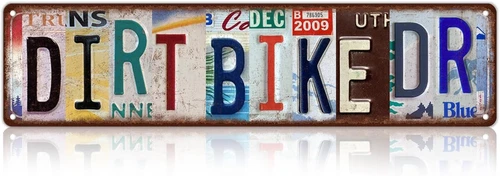 Vintage Dirt Bike Dr Metal Tin Signs Street Signs Wall Decor 16 x 4 Inches