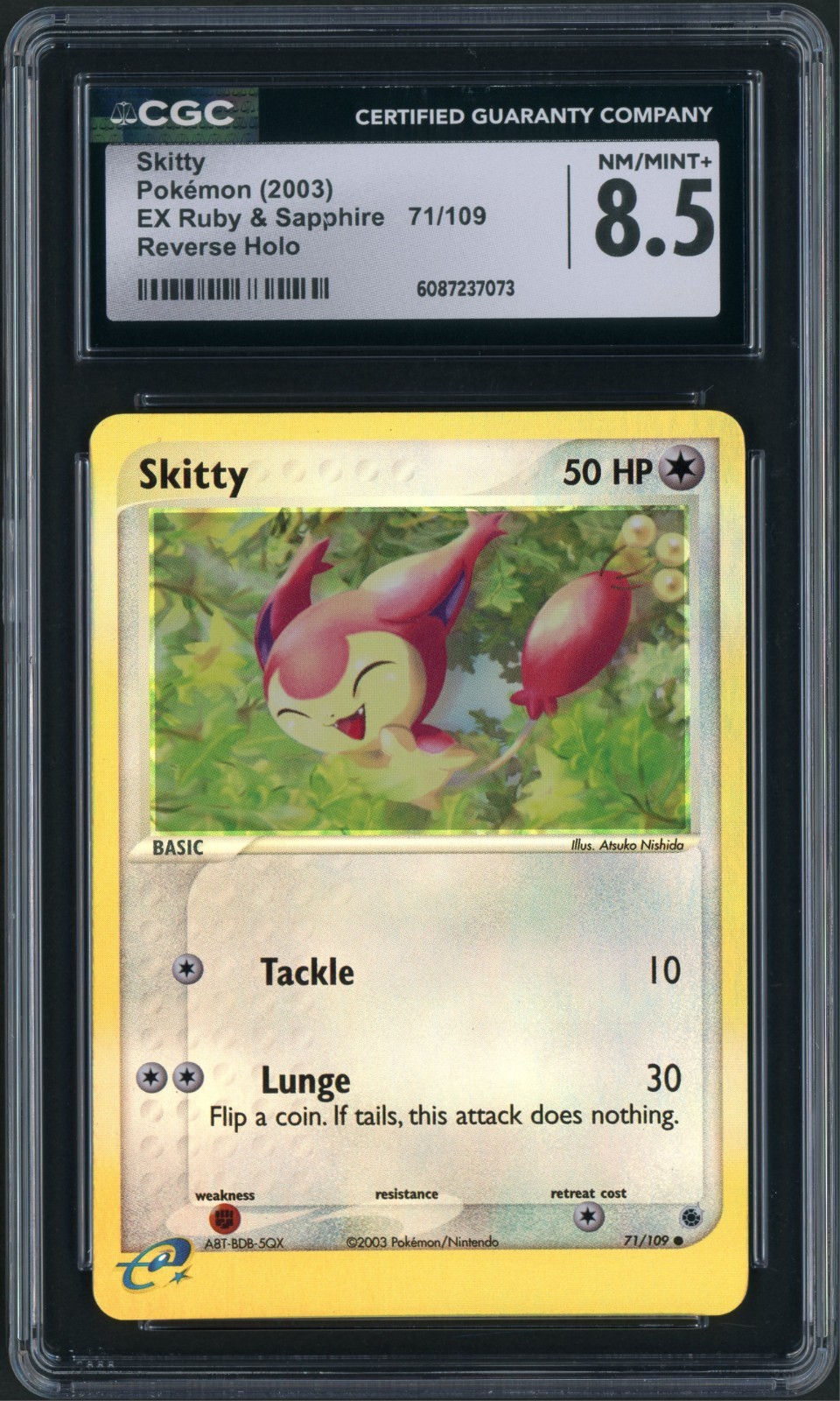 2003 Pokemon EX Ruby & Sapphire Skitty Reverse Holo 71/109 CGC 8.5