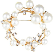 Chic Pearl Crystal Brooch Pins for Women Girls Fashion Shawl Pin Corsage Brooch