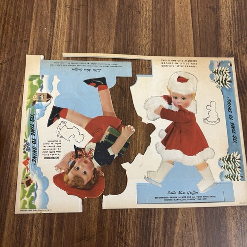 Muñecas de papel Little Miss Griffin sin cortar con separación de tarjetas usadas sin usar 1939 - Imagen 9 de 21