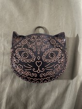 Hand-Tooled Leather Cat Coin Pouch / Keychain